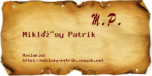 Miklósy Patrik névjegykártya